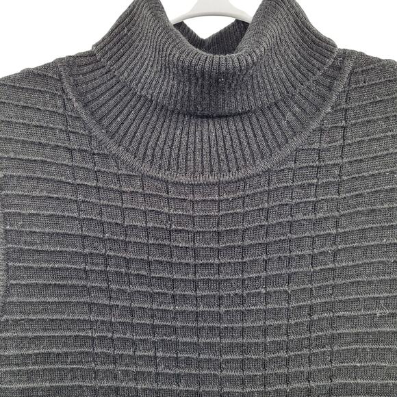 Calvin Klein Black Wool Blend Ribbed Sleeveless Turtleneck Bodycon Dress Sz L - Picture 3 of 5